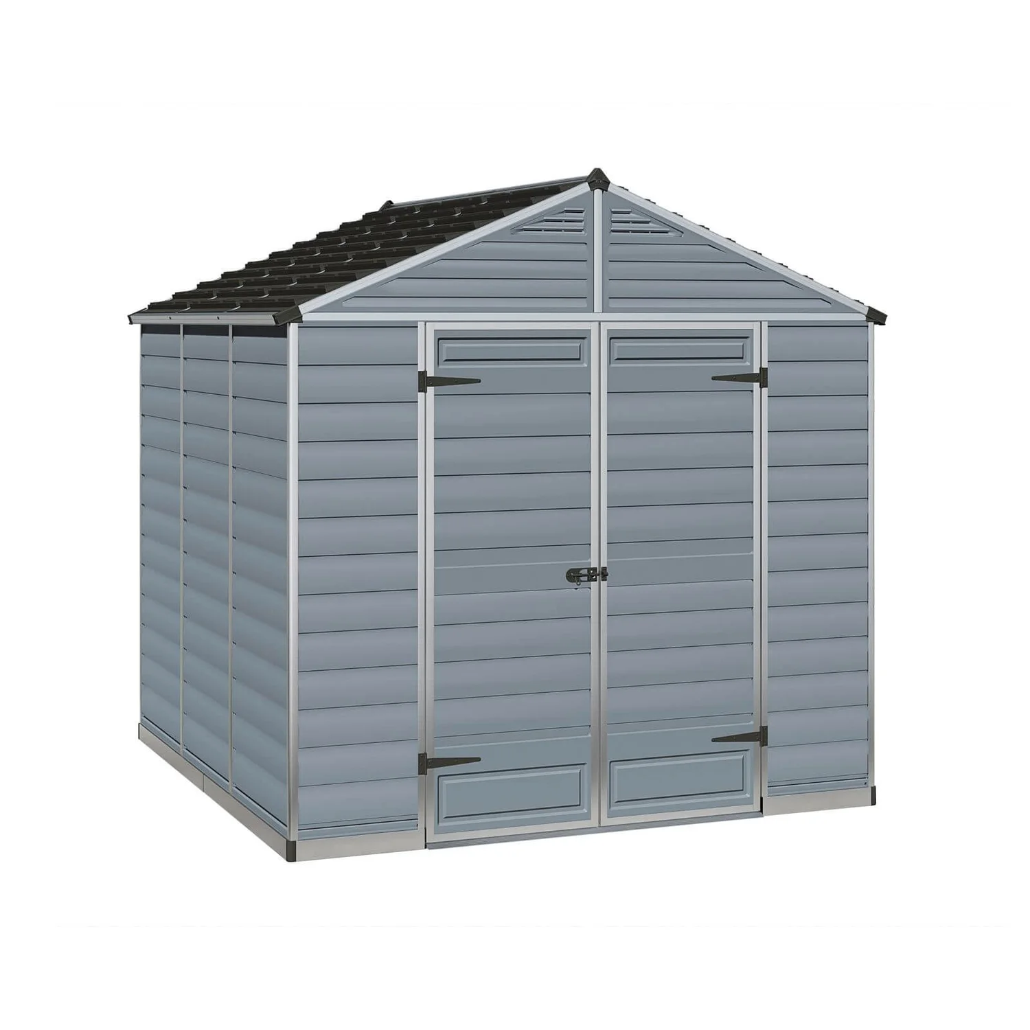 8x8ft Palram SkyLight Dark Grey Apex Shed 3 8x8ft Palram SkyLight Dark Grey Apex Shed