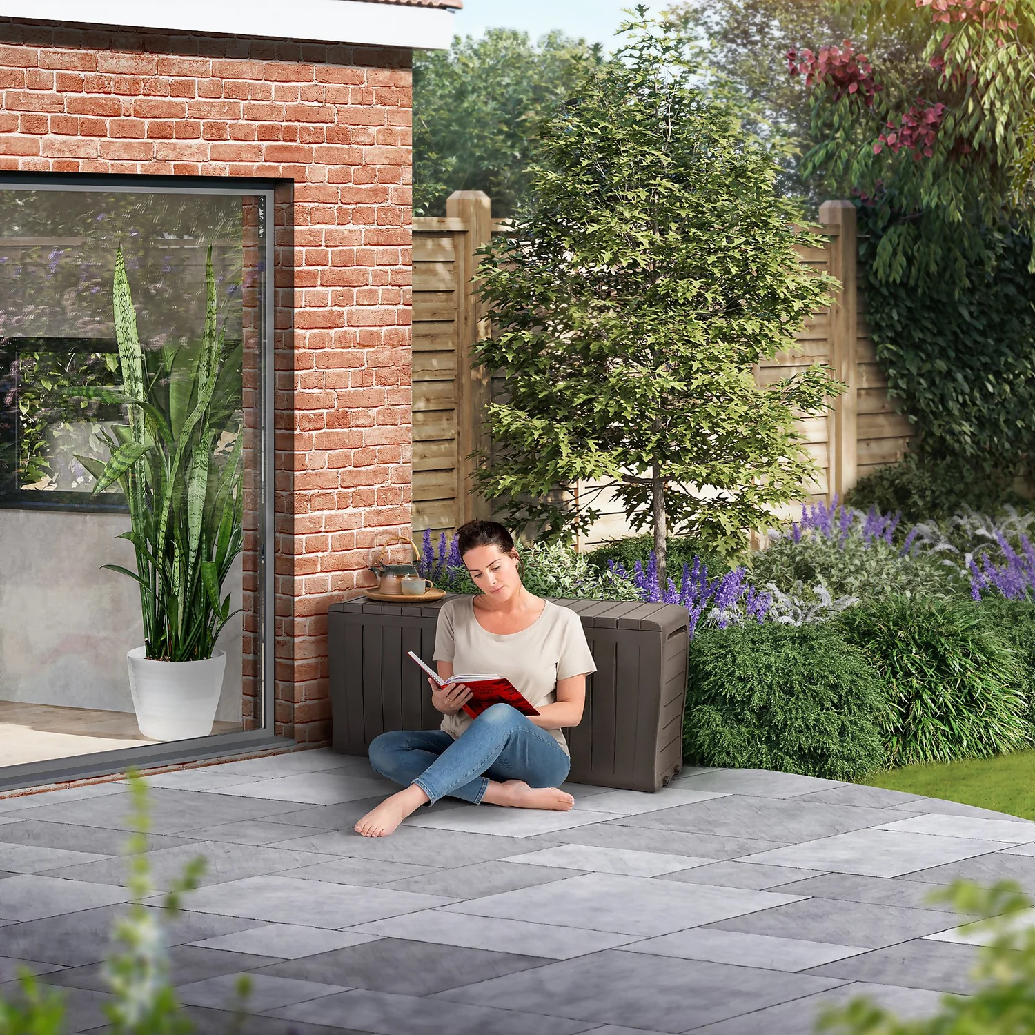 Keter Marvel Plus Outdoor Garden Storage Box 270L - Brown 7 Keter Marvel Plus Outdoor Garden Storage Box 270L - Brown - Image 5