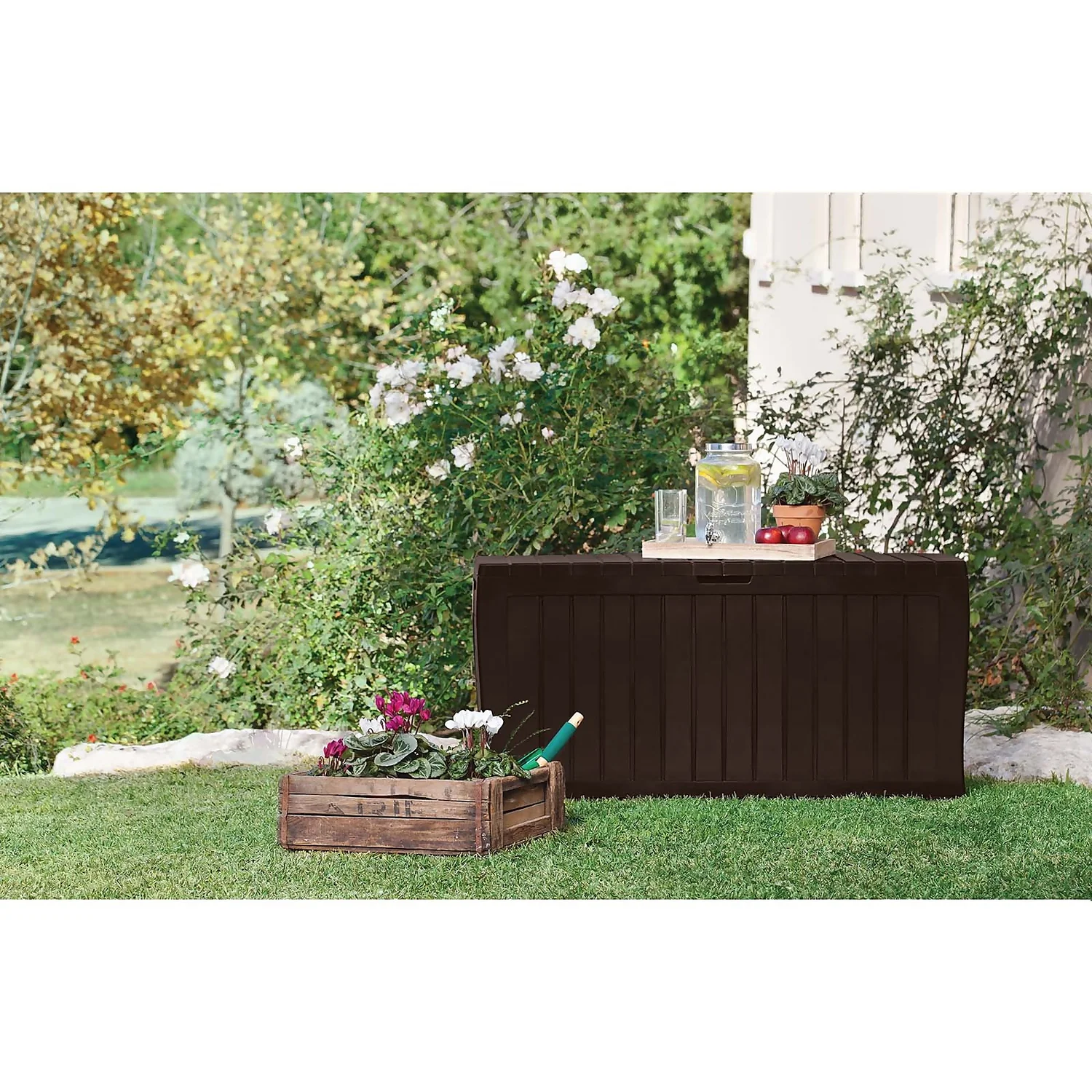 Keter Marvel Plus Outdoor Garden Storage Box 270L - Brown 6 Keter Marvel Plus Outdoor Garden Storage Box 270L - Brown - Image 4