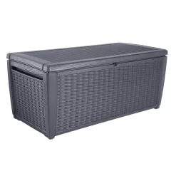 Keter Sumatra Rattan Effect Outdoor Garden Storage Box 511L - Anthracite