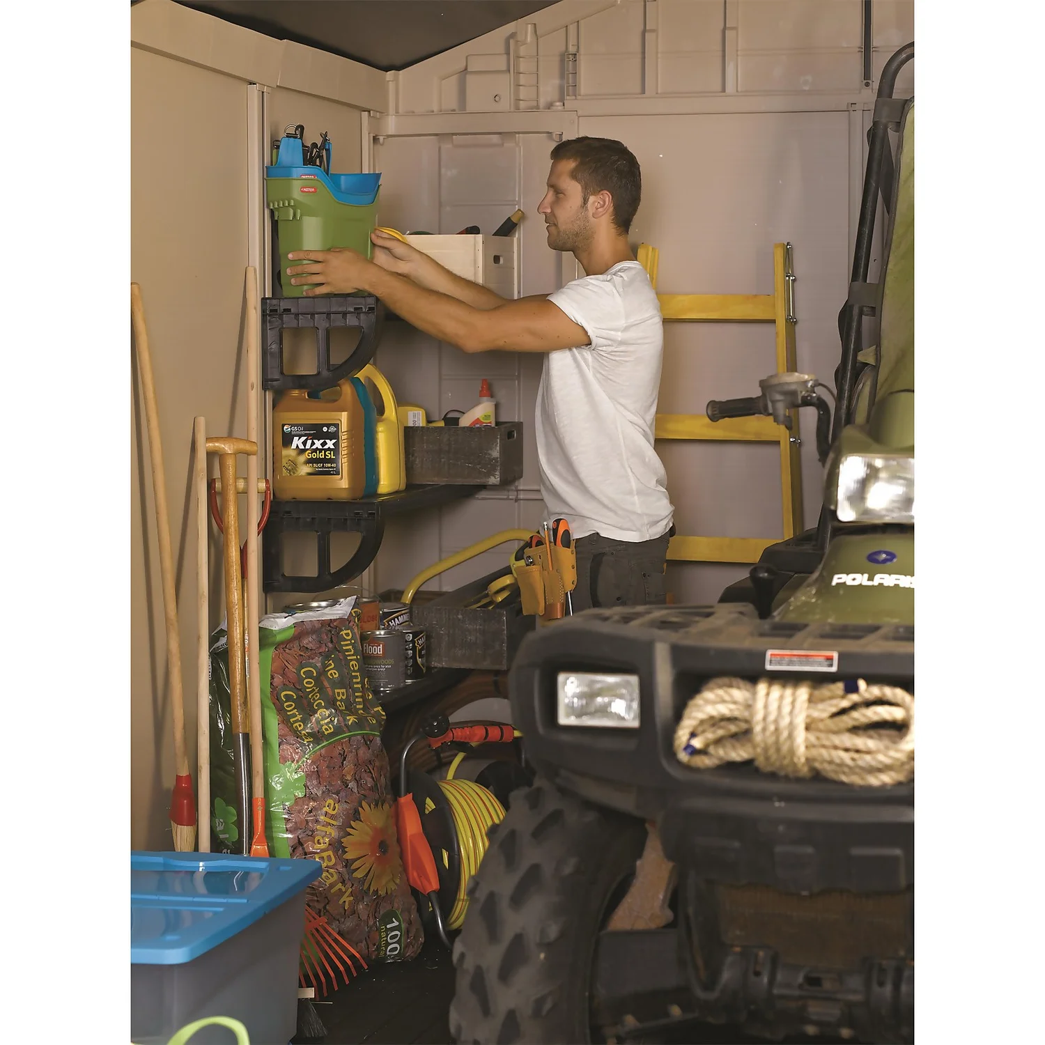 Keter Factor 8 X 6ft Outdoor Garden Apex Storage Shed - Beige/Brown 7 Keter Factor 8 X 6ft Outdoor Garden Apex Storage Shed - Beige/Brown - Image 5