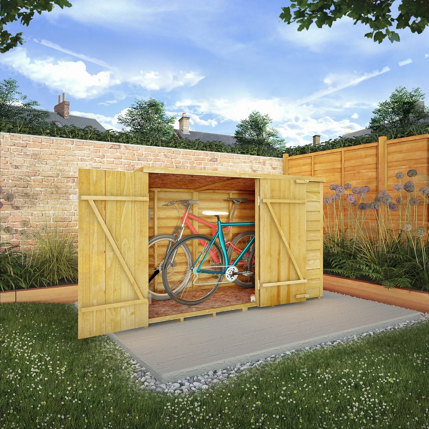 Mercia 6 X 3ft Overlap Pent Bike Shed 4 Mercia 6 X 3ft Overlap Pent Bike Shed - Image 2