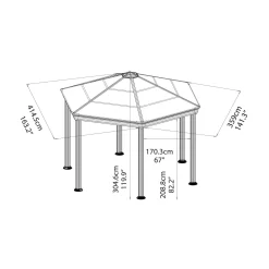 Palram - Canopia Roma Hexagonal Garden Gazebo Grey -Garden Furniture Store 12821930 1644833174791166
