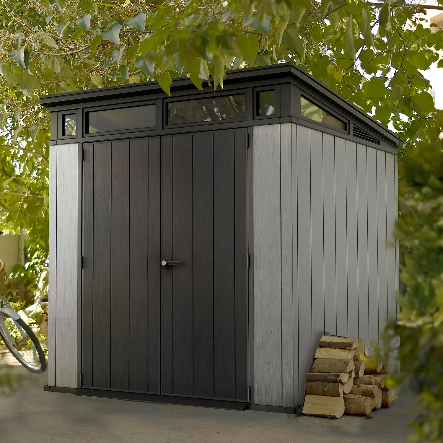 Keter Artisan 7 X 7ft Outdoor Garden Storage Pent Shed - Grey 4 Keter Artisan 7 X 7ft Outdoor Garden Storage Pent Shed - Grey - Image 2
