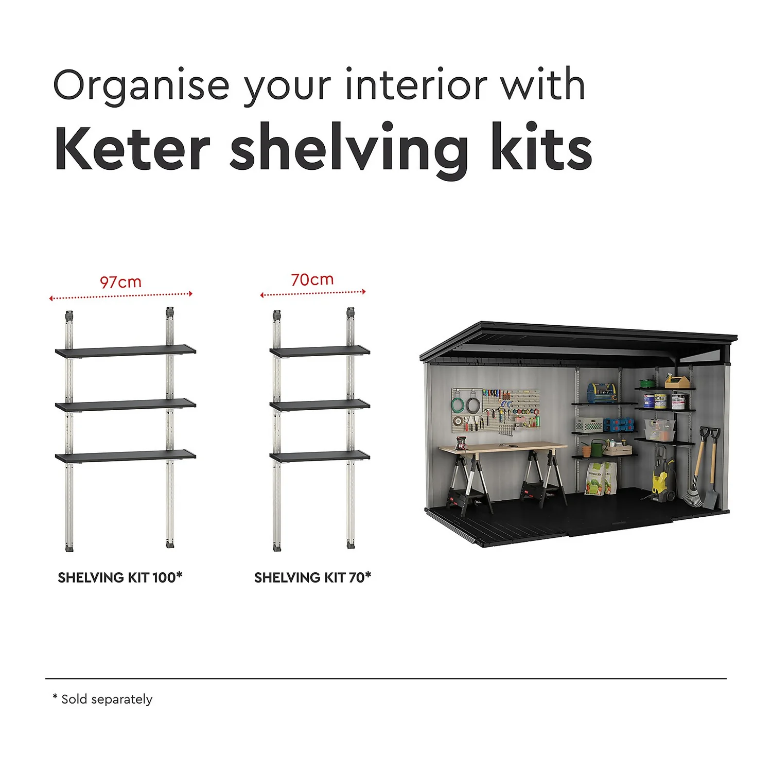 Keter Artisan 11 X 7ft Outdoor Plastic Garden Storage Pent Shed - Grey 11 Keter Artisan 11 X 7ft Outdoor Plastic Garden Storage Pent Shed - Grey - Image 9