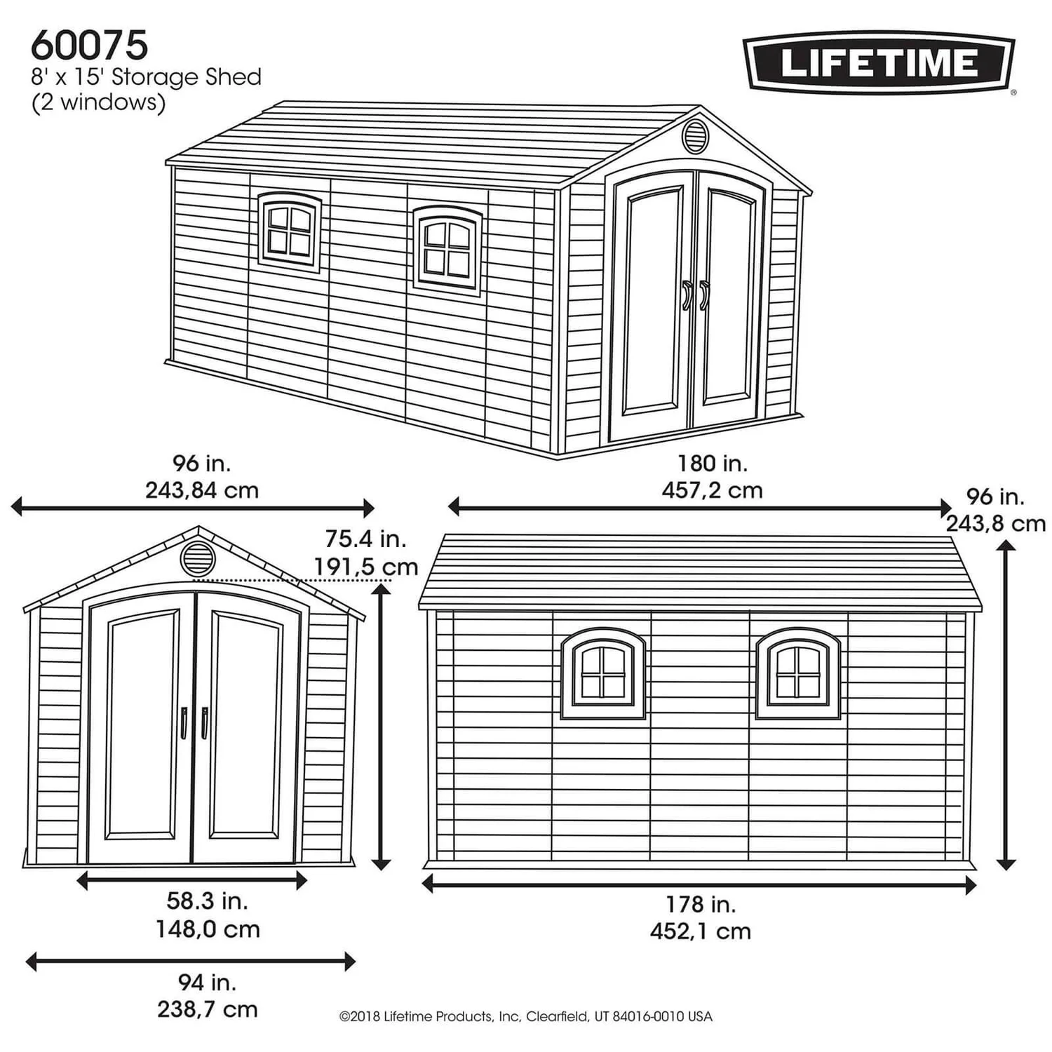 Lifetime 8 X 15ft Outdoor Storage Shed 9 Lifetime 8 X 15ft Outdoor Storage Shed - Image 7
