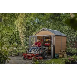 Keter Newton 7.5 X 9ft Outdoor Plastic Garden Storage Shed - Brown -Garden Furniture Store 12833042 2074843484722095