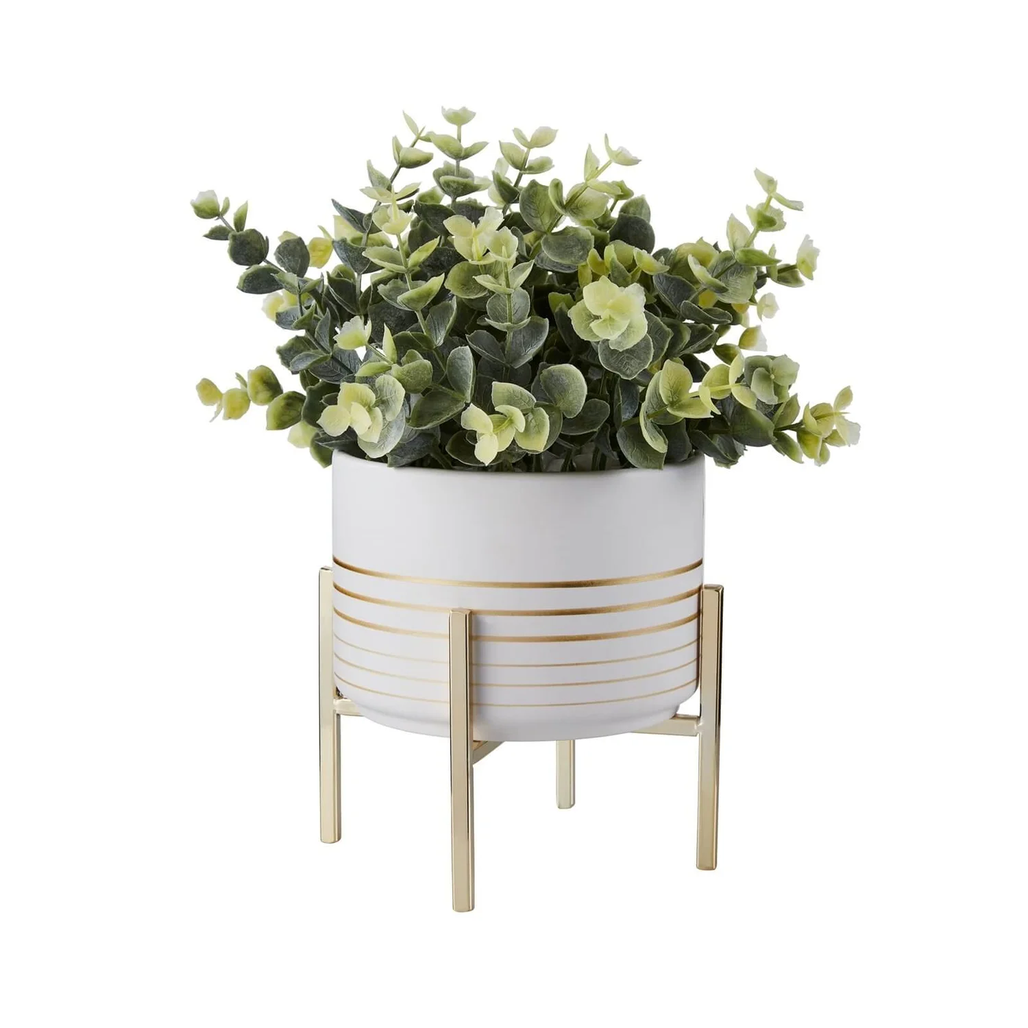 Potted Plant - White With Gold Legs 3 Potted Plant - White With Gold Legs