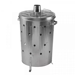 None Garden Galvanised Steel Incinerator / Fire Bin With Lid - 85L