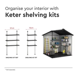 Keter Oakland 7.5 X 7ft Outdoor Garden Apex Storage Shed - Grey -Garden Furniture Store 12840574 4715036179350714