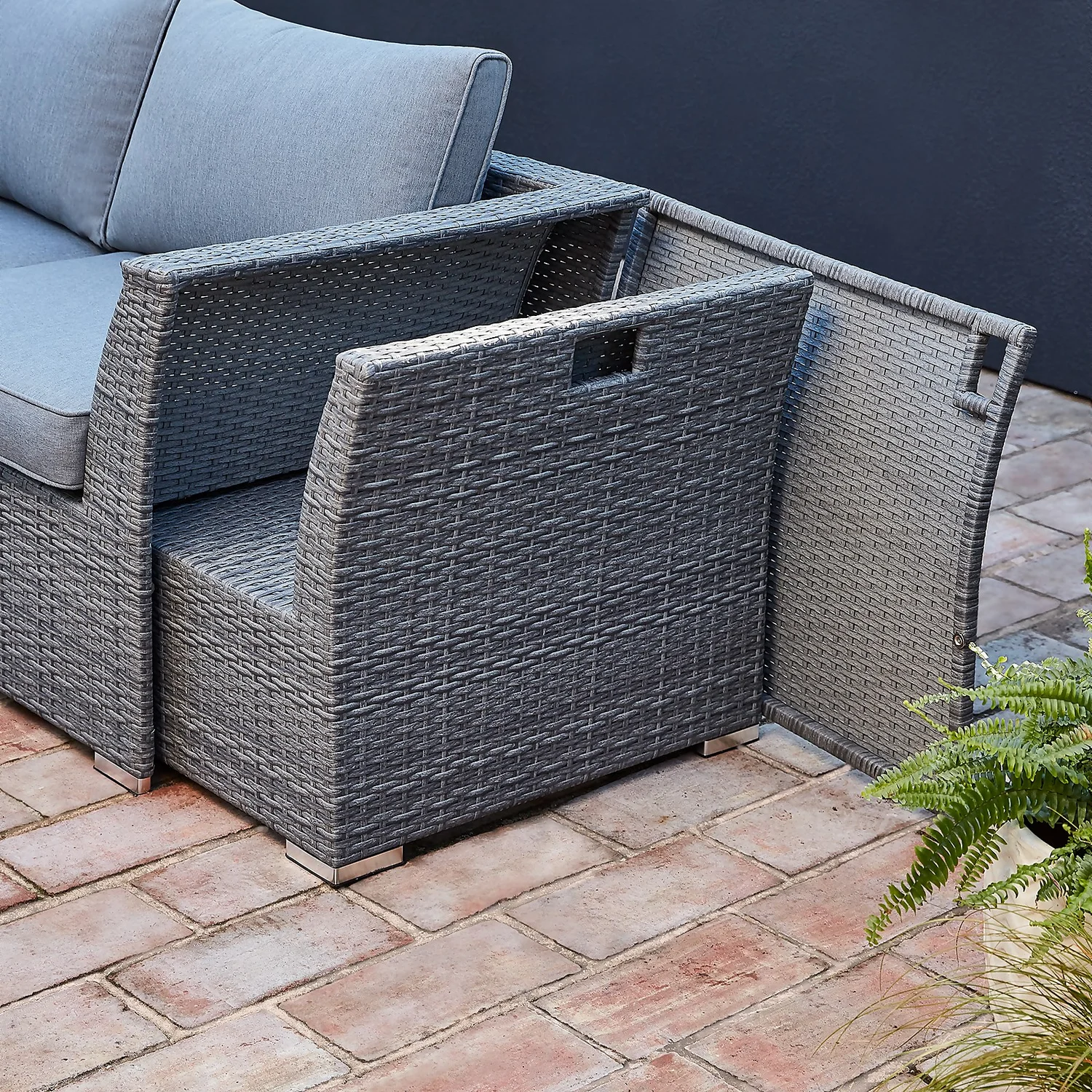 Bambrick 6 Seater Grey Rattan Garden Sofa Set 5 Bambrick 6 Seater Grey Rattan Garden Sofa Set - Image 3