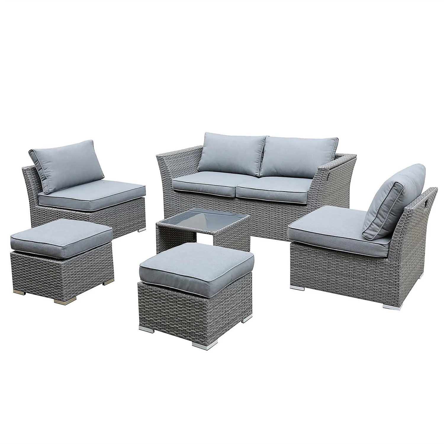 Bambrick 6 Seater Grey Rattan Garden Sofa Set 4 Bambrick 6 Seater Grey Rattan Garden Sofa Set - Image 2