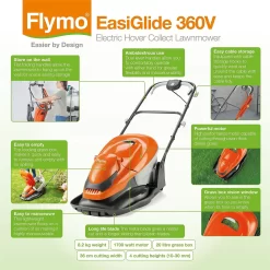Flymo 1800W EasiGlide Electric Hover Lawn Mower - 36cm -Garden Furniture Store 12885898 1874843592684055
