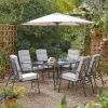 Rowly 6 Seater Garden Dining Set With Parasol -Garden Furniture Store 12887808 8875027610824553