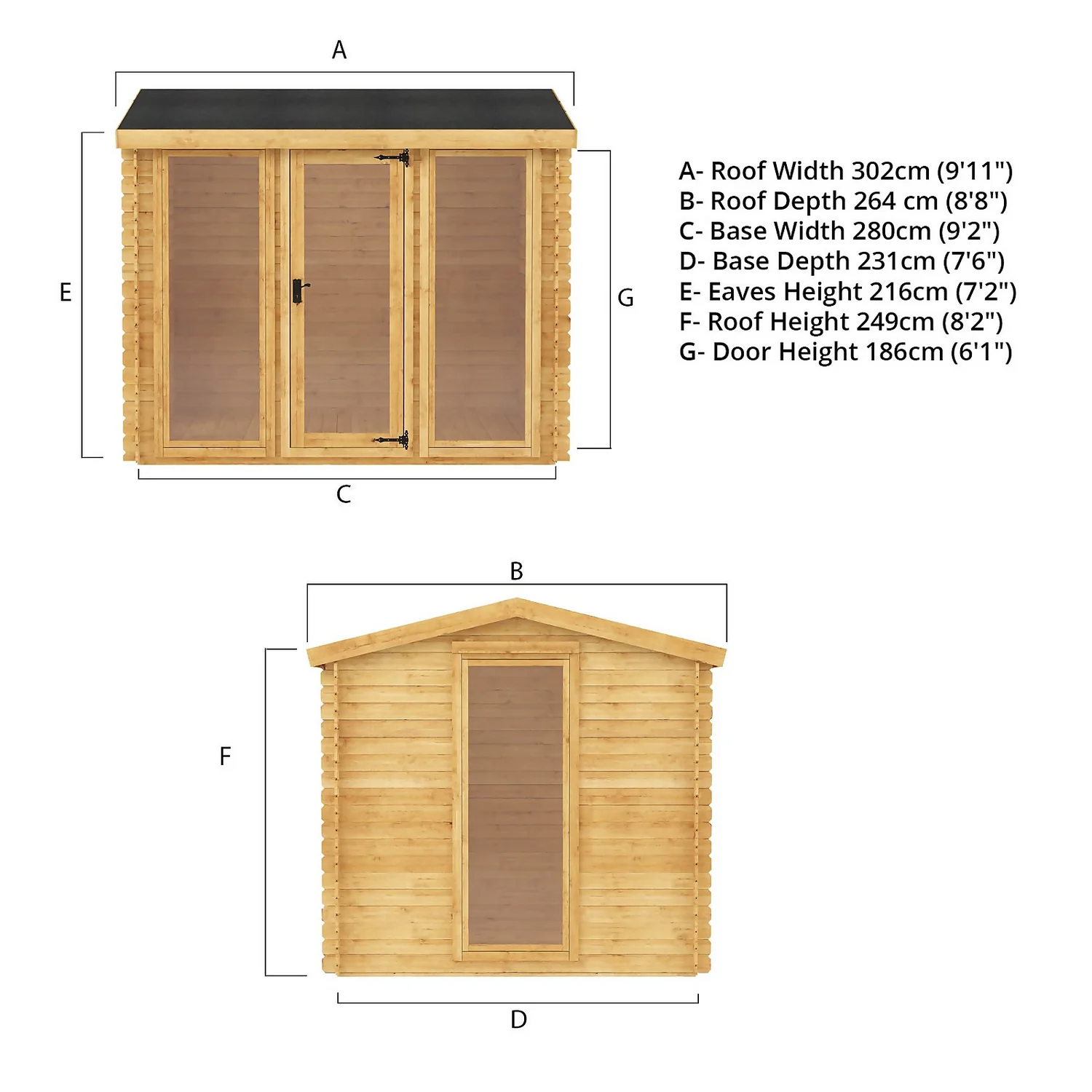 Mercia 3 X 2.5m 19mm Log Cabin 11 Mercia 3 X 2.5m 19mm Log Cabin - Image 9