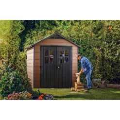Keter Newton 7.5 X 7ft Outdoor Plastic Garden Storage Shed - Brown -Garden Furniture Store 12909854 8124845876235410