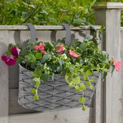 12in Faux Rattan Hanging Planter - Slate 5 12in Faux Rattan Hanging Planter - Slate -Garden Furniture Store 13280782 9854945700312277