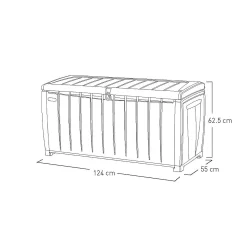 Keter Ace Outdoor Garden Storage Box 124 X 55 X 62.5 Cm - Grey And Black -Garden Furniture Store 13432924 1804947994784994