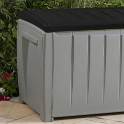 Keter Ace Outdoor Garden Storage Box 124 X 55 X 62.5 Cm - Grey And Black -Garden Furniture Store 13432924 3844947994747044