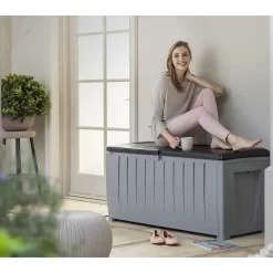 Keter Ace Outdoor Garden Storage Box 124 X 55 X 62.5 Cm - Grey And Black -Garden Furniture Store 13432924 6224947994590372