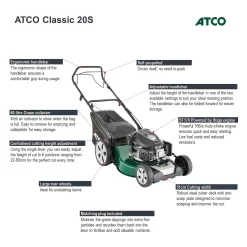 Atco 166cc Classic 20S Petrol Lawn Mower- 51cm -Garden Furniture Store 13483564 4434932703871040