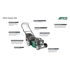 Atco 139cc Classic 18S Petrol Lawn Mower - 46cm -Garden Furniture Store 13483565 1664929335782785