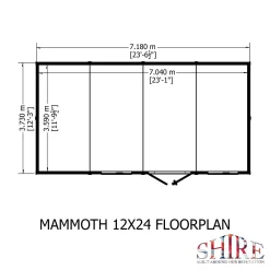 Shire 12 X 24ft Mammoth Double Door Garden Shed -Garden Furniture Store 13505272 1394931991898236