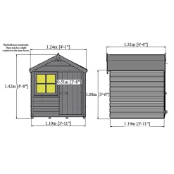 Shire 4 X 4ft Playhut Kids Wooden Playhouse -Garden Furniture Store 13505331 1564931993692911