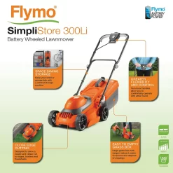 Flymo 40V SimpliStore 300R Li Cordless Lawn Mower - 30cm -Garden Furniture Store 13524785 1354936630761330