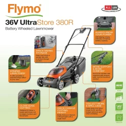 Flymo 36V UltraStore 380R Cordless Lawn Mower - 38cm -Garden Furniture Store 13524793 1434936633128462