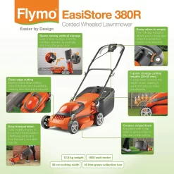 Flymo 1600W EasiStore 380R Electric Lawn Mower - 38cm -Garden Furniture Store 13524797 7984936626546093