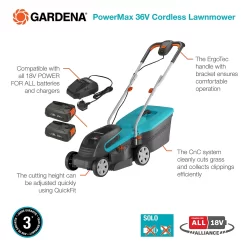 GARDENA 36V PowerMax Cordless Lawn Mower - 32cm -Garden Furniture Store 13524825 7474936345068522