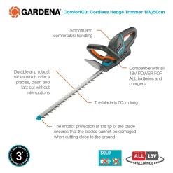 GARDENA ComfortCut Cordless 18V 50 Hedge Trimmer -Garden Furniture Store 13524828 1365049587635227