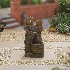 Stylish Fountain Fence Post Pours Water Feature With LEDs -Garden Furniture Store 13846055 1264962027489684