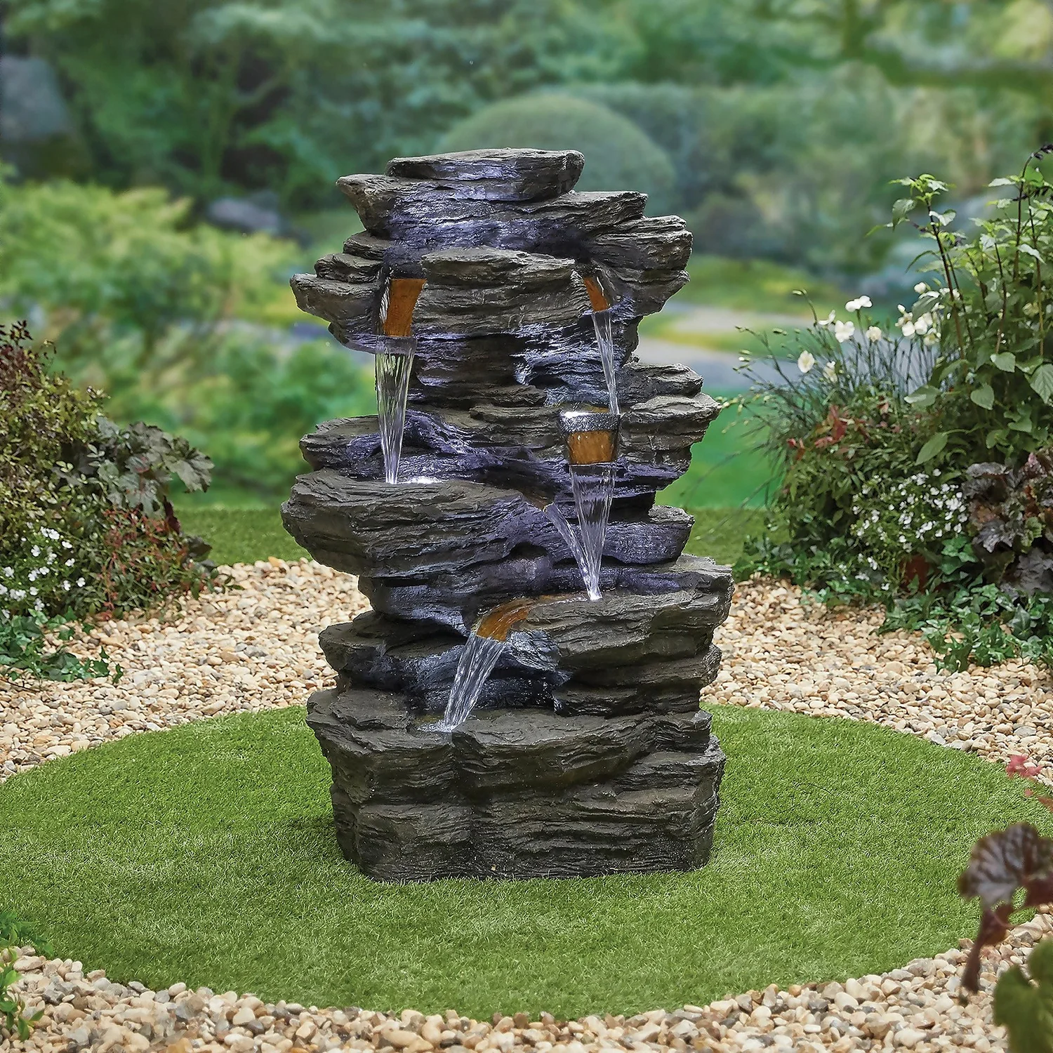 Stylish Fountain Hinoki Springs Water Feature With LEDs 4 Stylish Fountain Hinoki Springs Water Feature With LEDs - Image 2