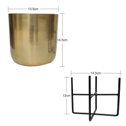 Brass Indoor Plant Pot With Cross Stand - 13.5cm -Garden Furniture Store 13887188 1104999809670185