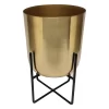 Brass Indoor Plant Pot With Cross Stand - 13.5cm -Garden Furniture Store 13887188 1284999809603489