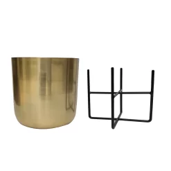 Brass Indoor Plant Pot With Cross Stand - 13.5cm -Garden Furniture Store 13887188 7144999809644760