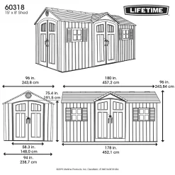 Lifetime 15 X 8ft Rough Cut Dual Entry Outdoor Storage Shed - Installation Included 21 Lifetime 15 X 8ft Rough Cut Dual Entry Outdoor Storage Shed - Installation Included -Garden Furniture Store 13911316 5044978028394780