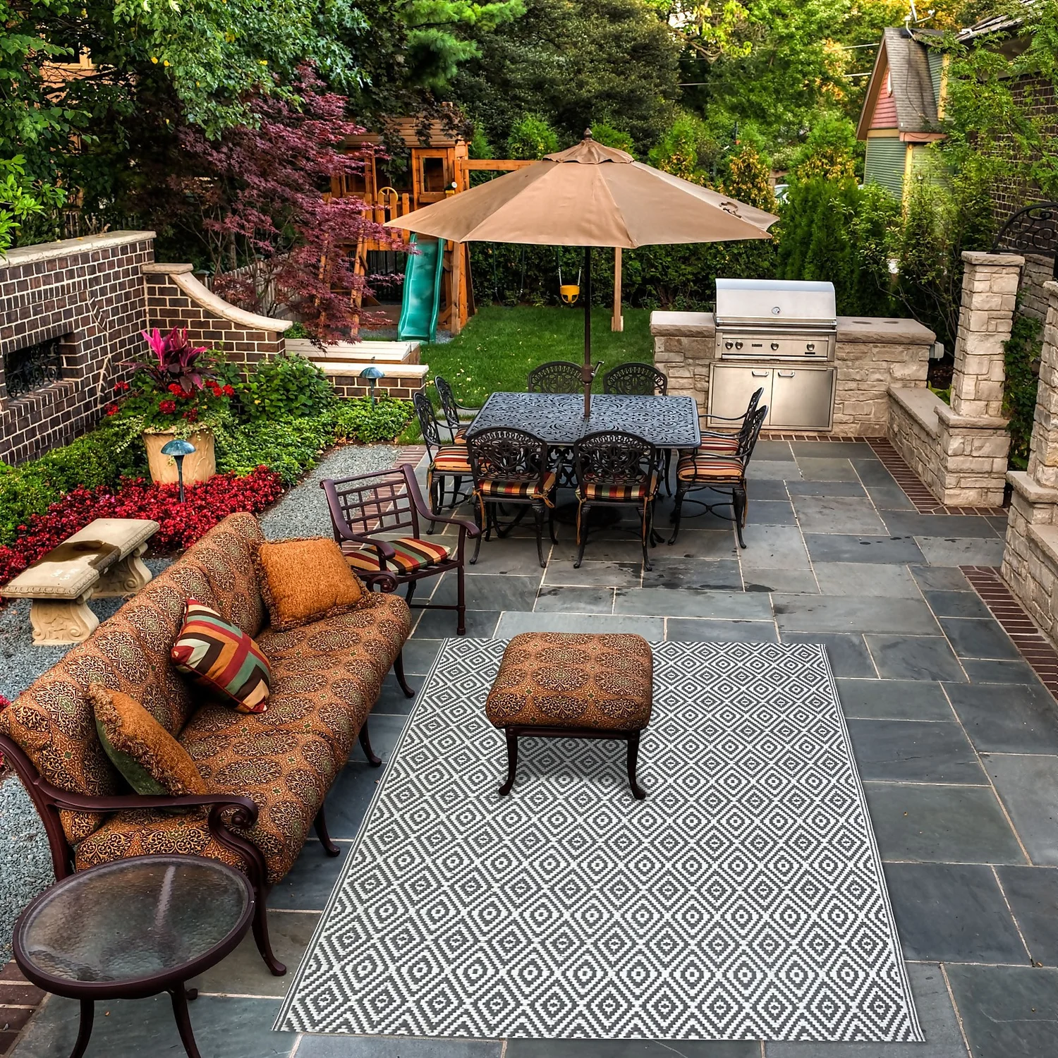 Homebase Outdoor Rug - Grey 120x180cm 5 Homebase Outdoor Rug - Grey 120x180cm - Image 3