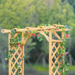 Homebase Wooden Garden Arched Trellis With Planters -Garden Furniture Store 13967032 6315014369254225