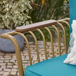 Omari Metal Garden Corner Sofa Set - Teal & Gold -Garden Furniture Store 14005699 6155022704468337