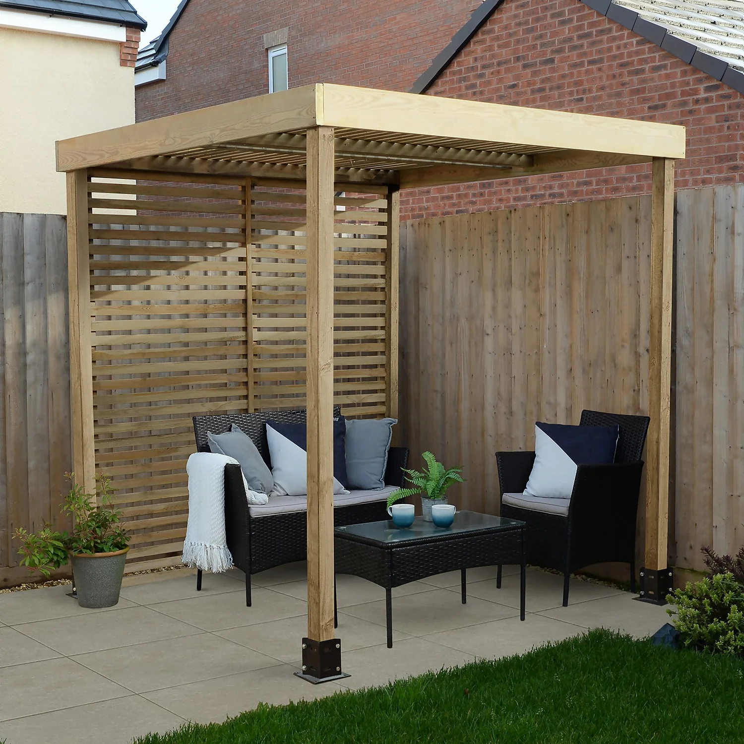 Forest Garden Modular Pergola With 1 Side Panel Pack 3 Forest Garden Modular Pergola With 1 Side Panel Pack