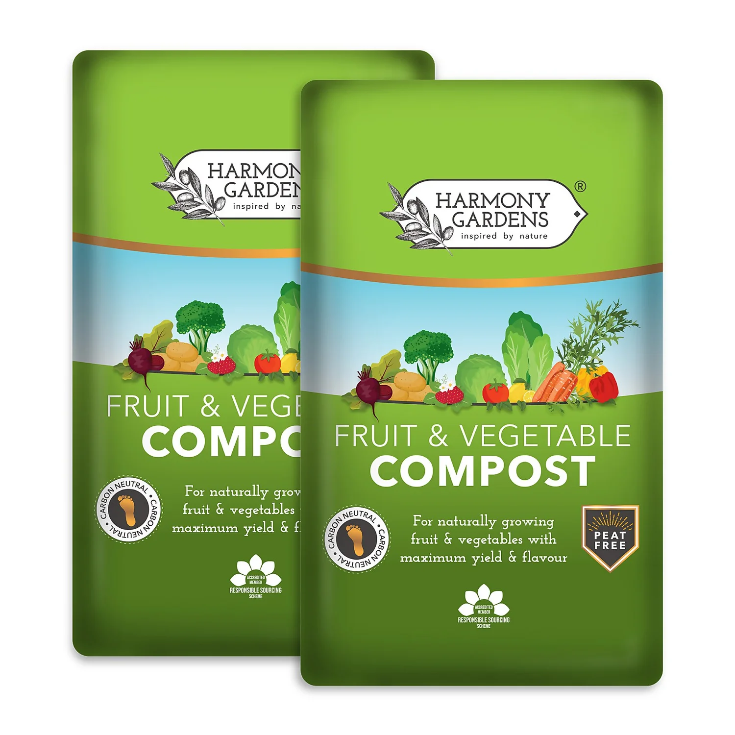 Harmony Gardens Fruit And Vegetable Compost - 2 Bags (Total 80 Litres / 30.2Kg) 3 Harmony Gardens Fruit And Vegetable Compost - 2 Bags (Total 80 Litres / 30.2Kg)