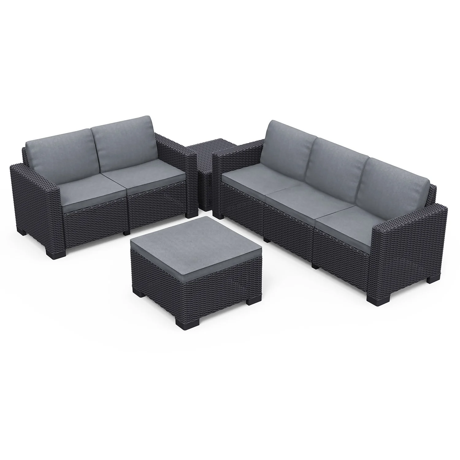 Keter California 5 Seater Outdoor Garden Furniture Lounge Set - Graphite With Grey Cushions 3 Keter California 5 Seater Outdoor Garden Furniture Lounge Set - Graphite With Grey Cushions