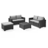 Keter California 5 Seater Double Sofa Outdoor Garden Furniture Lounge Set - Graphite With Grey Cushions -Garden Furniture Store 14539597 9965041801566795